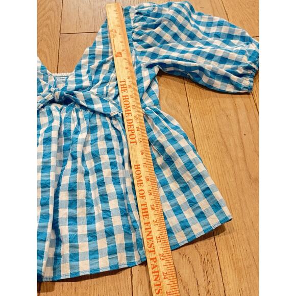 LILLY PULITZER NWT $138 Sarafina Short Sleeve Crinkle Gingham Blouse Top Size 4 - Picture 4 of 9